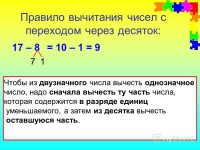 Примеры на вычитание с переходом через десяток