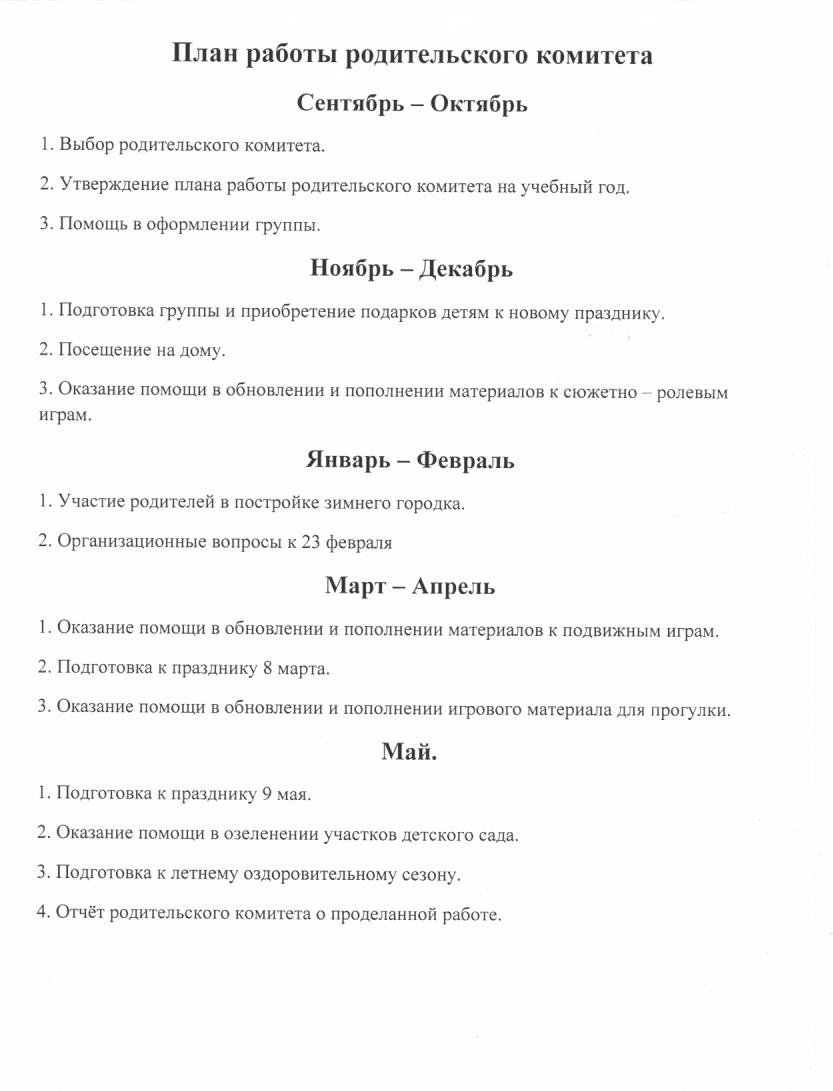 Отчет родительского комитета о проделанной работе в детском саду за год образец