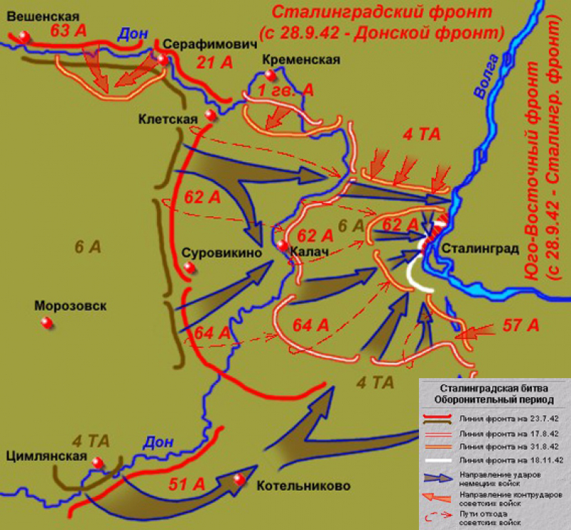 Карта боевых действий в сталинградской битве