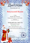 Диплом  за 1 место Вакульскому Вадиму  за победу в международном конкурсе "Звезды образования" в номинации "Дедушка Мороз -2017"
