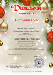 Диплом  за 1 место Петрунину Глебу за победу в международном конкурсе "Звезды образования" в номинации "Новогодняя игрушка на ёлку"