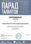 Сертификат участника межрегионального инклюзивного  фестиваля искусство не знает границ