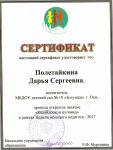 Сертификат провела открытое занятие "Калейдоскоп пуговиц" в рамках Недели молодого педагога-2017 г.