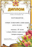 Диплом за 3 место семья Загидулина Александра в акции "Подарок ветерану" май 2016 г.