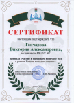 СЕРТИФИКАТ за участие в городском конкурсе эссе.
