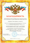 Благодарность за организацию участия воспитанников в I Всероссийском онлайн- фестивале книги "Читающая Россия"